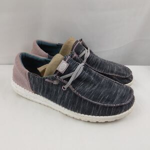 Hey Dude Wendy Funk Jersey Shoes Charcoal Gray & Light Mauve Women's Size 10